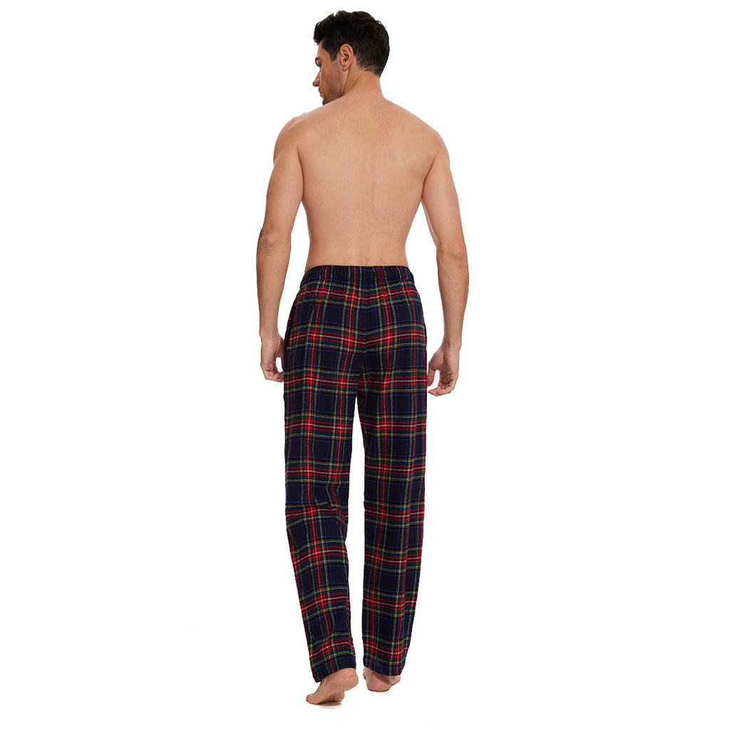 Lavenderi Men’s Soft Woven Cotton Flannel Pajama Pants, Long Pajama Bottoms with Drawstring and Pockets