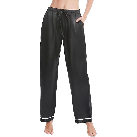 Lavenderi Women's Silky Satin Pajama Pants, Long Sleep Pants with Drawstring