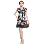 Lavenderi Women's Sleeveless Nightgown Silky Nightdress Printed Satin Sleepwear