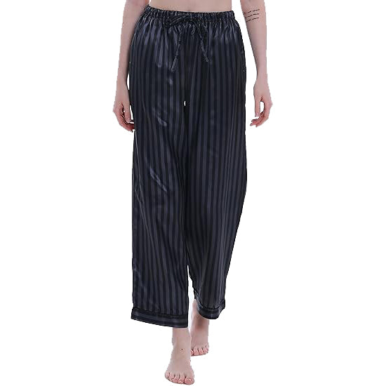 Lavenderi Women's Silky Satin Pajama Pants, Long Sleep Pants with Drawstring