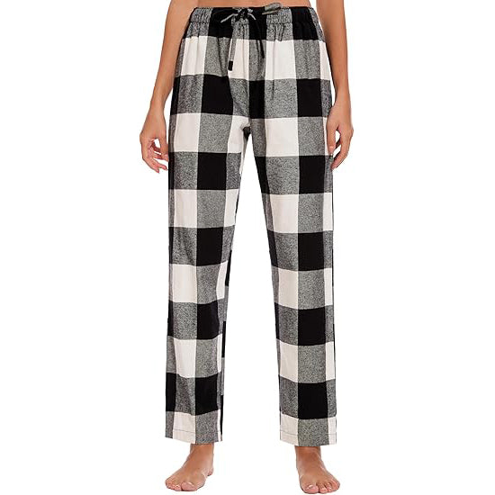 Lavenderi Women’s Soft Woven Cotton Flannel Pajama Pants, Long Pajama Bottoms with Drawstring and Pockets