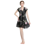 Lavenderi Women's Sleeveless Nightgown Silky Nightdress Printed Satin Sleepwear