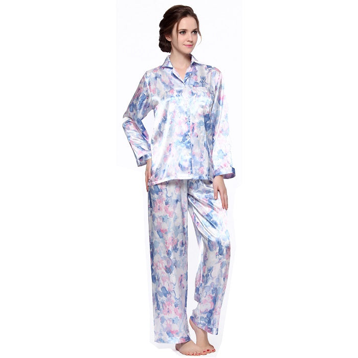 Lavenderi Women's Long Sleeve Premium Satin Pajama Set