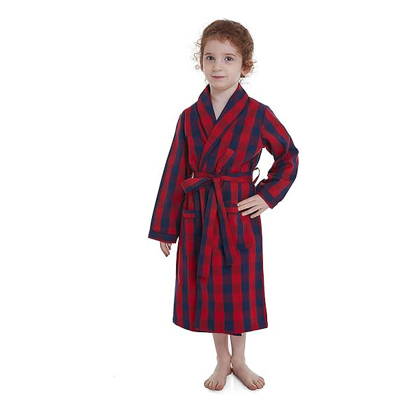 Toddle Kids Girls Boys 100% Cotton Kimono Lounge Bathrobe Robe, Kids Loungewear for Spa (Size 2 Toddler-14 Years)