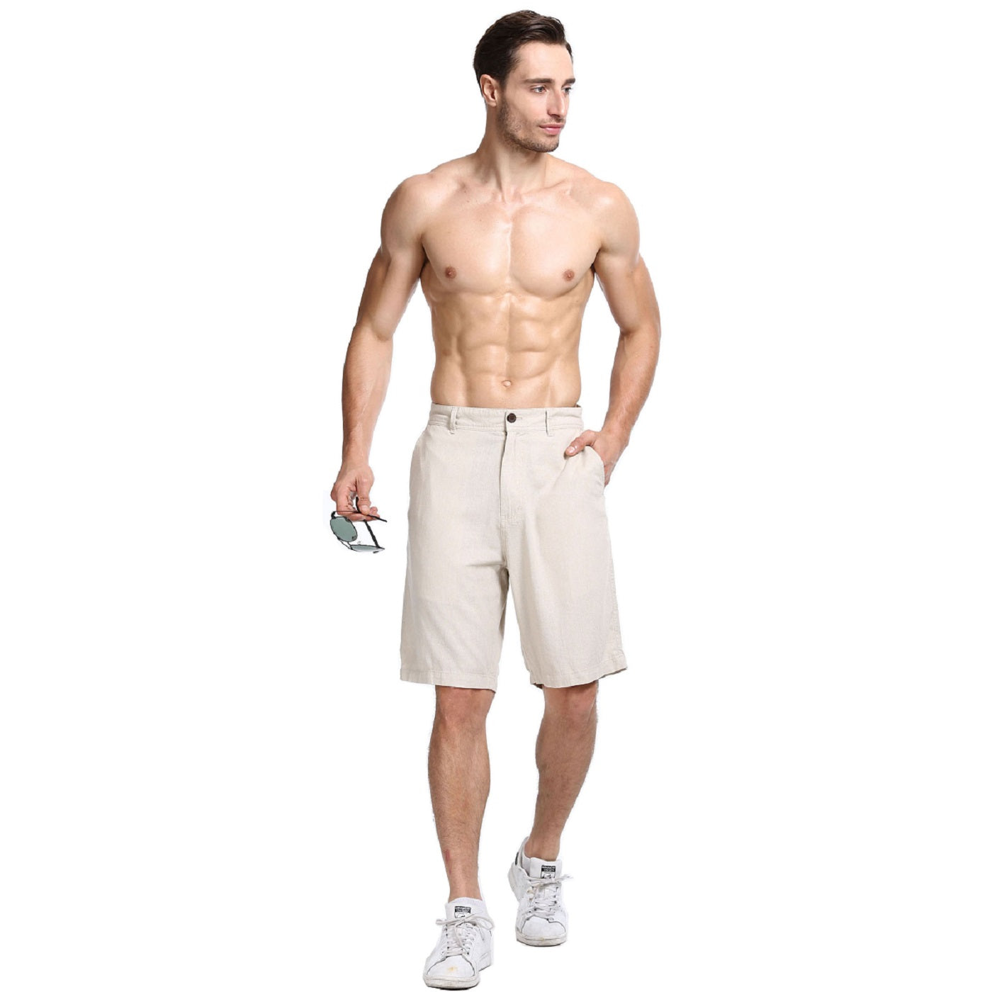 Lavenderi Men's Linen Classic Relaxed Fit Short with Pocket