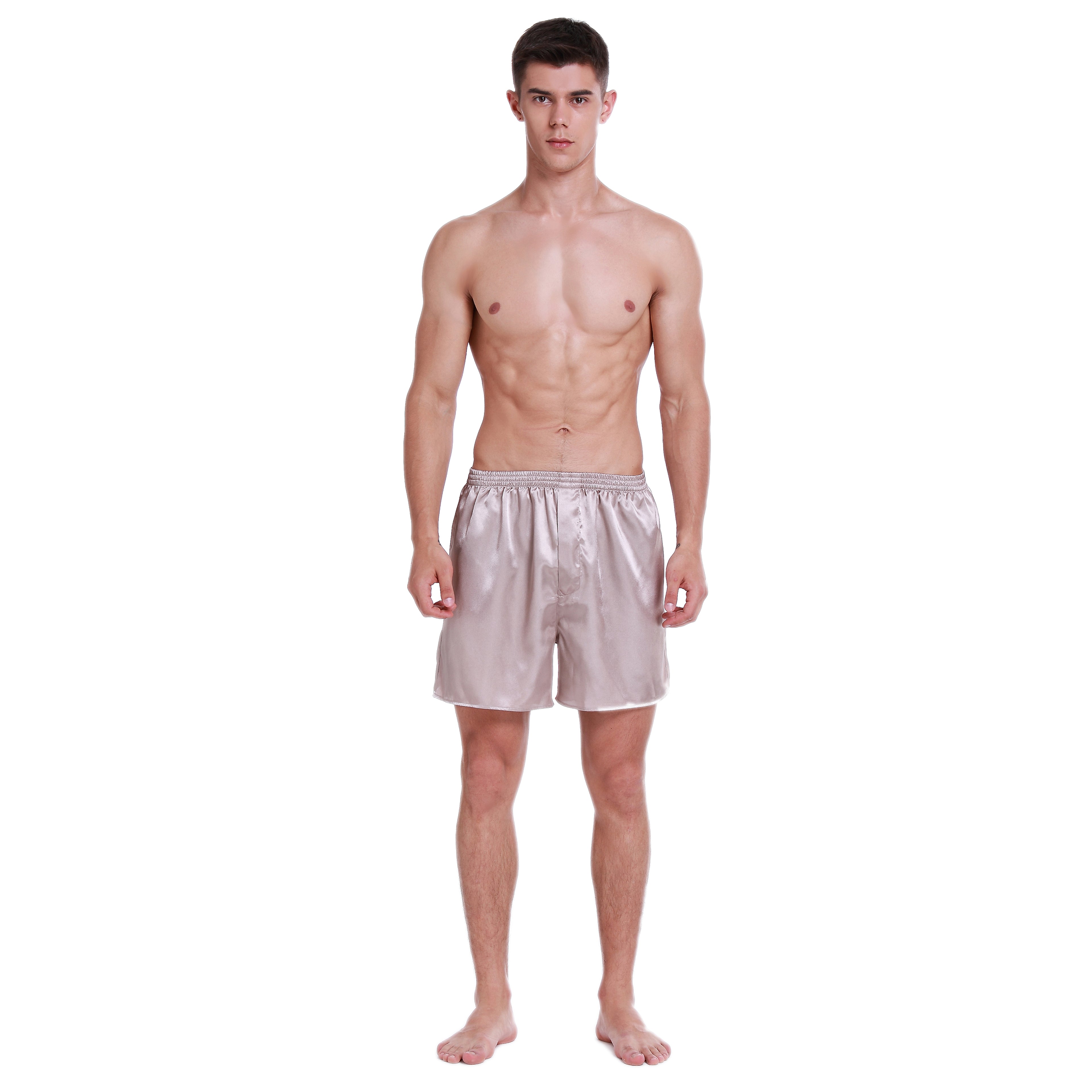 Lavenderi Men's Silky Satin Boxer Shorts, Pajama Shorts