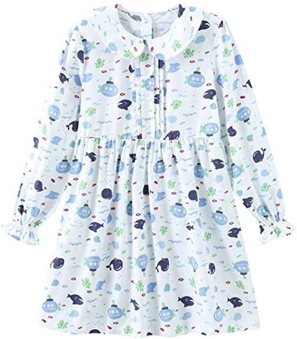 Toddle Kids Girls 100% Cotton Long Sleeve Nightgown, Nightdress for Girls (Size 2 Toddler-14 Years)