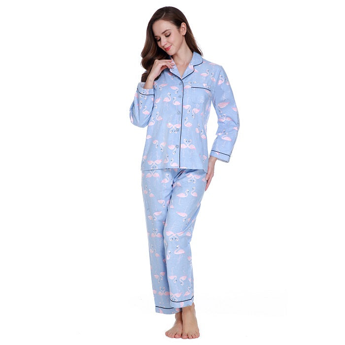 Lavenderi Women's 100% Cotton Long Sleeve Pajama Set, Pajamas for Women