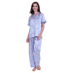 Lavenderi Women's Short Sleeve Classic Satin Pajama Set - Soft Silky Sleepwear for Women, Comfortable & Stylish