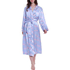 Lavenderi Women's Satin Kimono Robe - Long Classic Satin Lounge Bathrobe