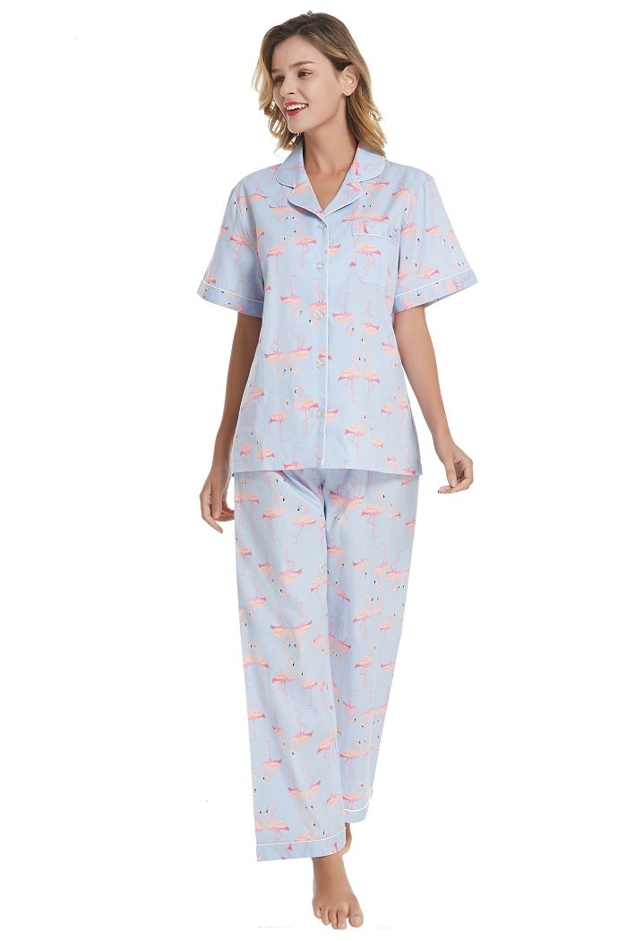 Lavenderi Women's 100% Cotton short Sleeve Pajama Set, Pajamas for Women
