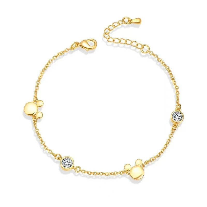 Lavenderi Mouse Bracelet Cubic Zirconia Adjustable Chain Hand Wrist Bracelets Cute Jewelry Gifts for Women