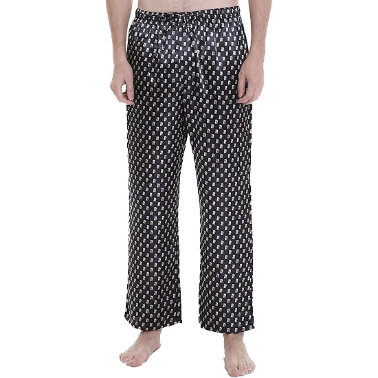 Lavenderi Mens Satin Pajama Pants, Long Pajama Bottoms with Drawstring