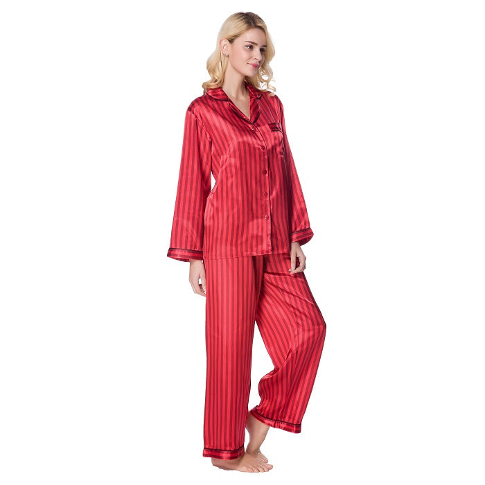 Lavenderi Women's Long Sleeve Premium Satin Pajama Set