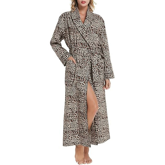 Lavenderi Women’s 100% Cotton Long Kimono Lounge Bathrobe Robe, Ladies Loungewear for Spa