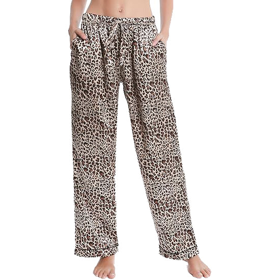 Lavenderi Women's Silky Satin Pajama Pants, Long Sleep Pants with Drawstring