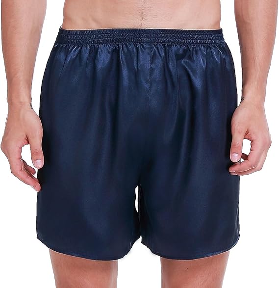 Lavenderi Men's Silky Satin Boxer Shorts, Pajama Shorts