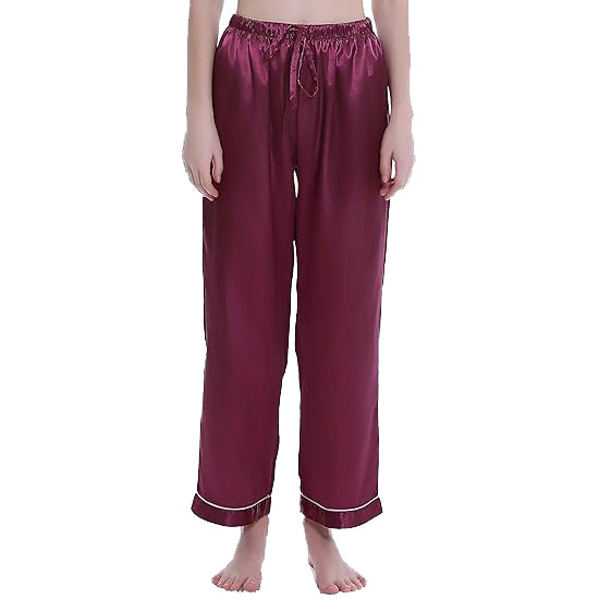 Lavenderi Women's Silky Satin Pajama Pants, Long Sleep Pants with Drawstring