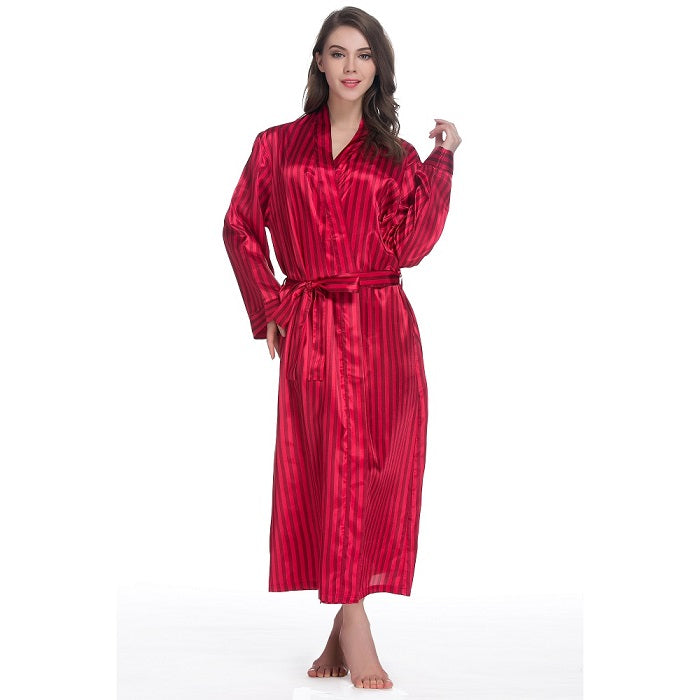Lavenderi Women's Satin Kimono Robe - Long Classic Satin Lounge Bathrobe