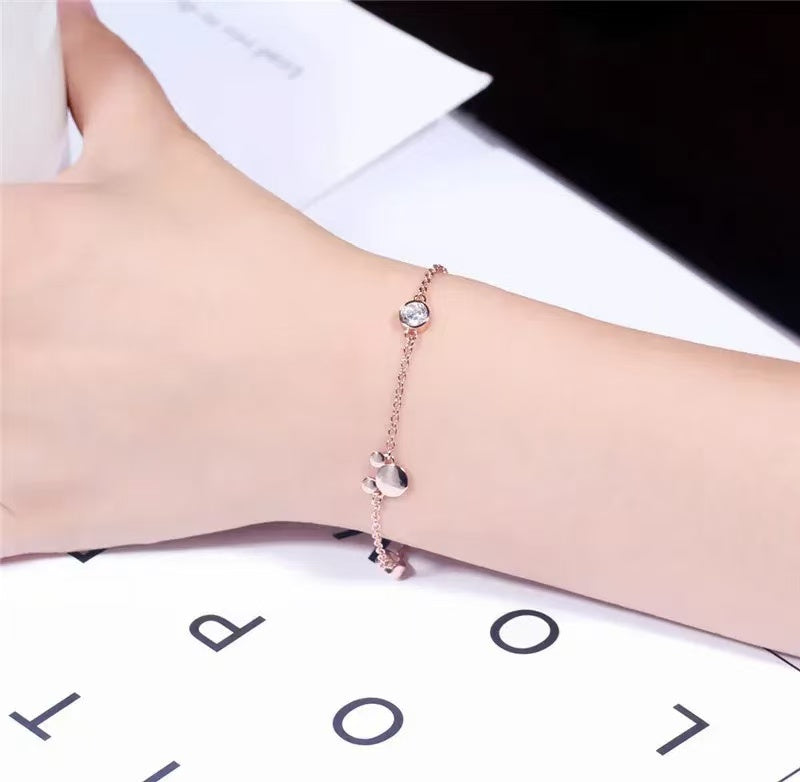 Lavenderi Mouse Bracelet Cubic Zirconia Adjustable Chain Hand Wrist Bracelets Cute Jewelry Gifts for Women
