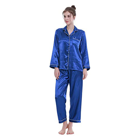 Lavenderi Women's Long Sleeve Premium Satin Pajama Set