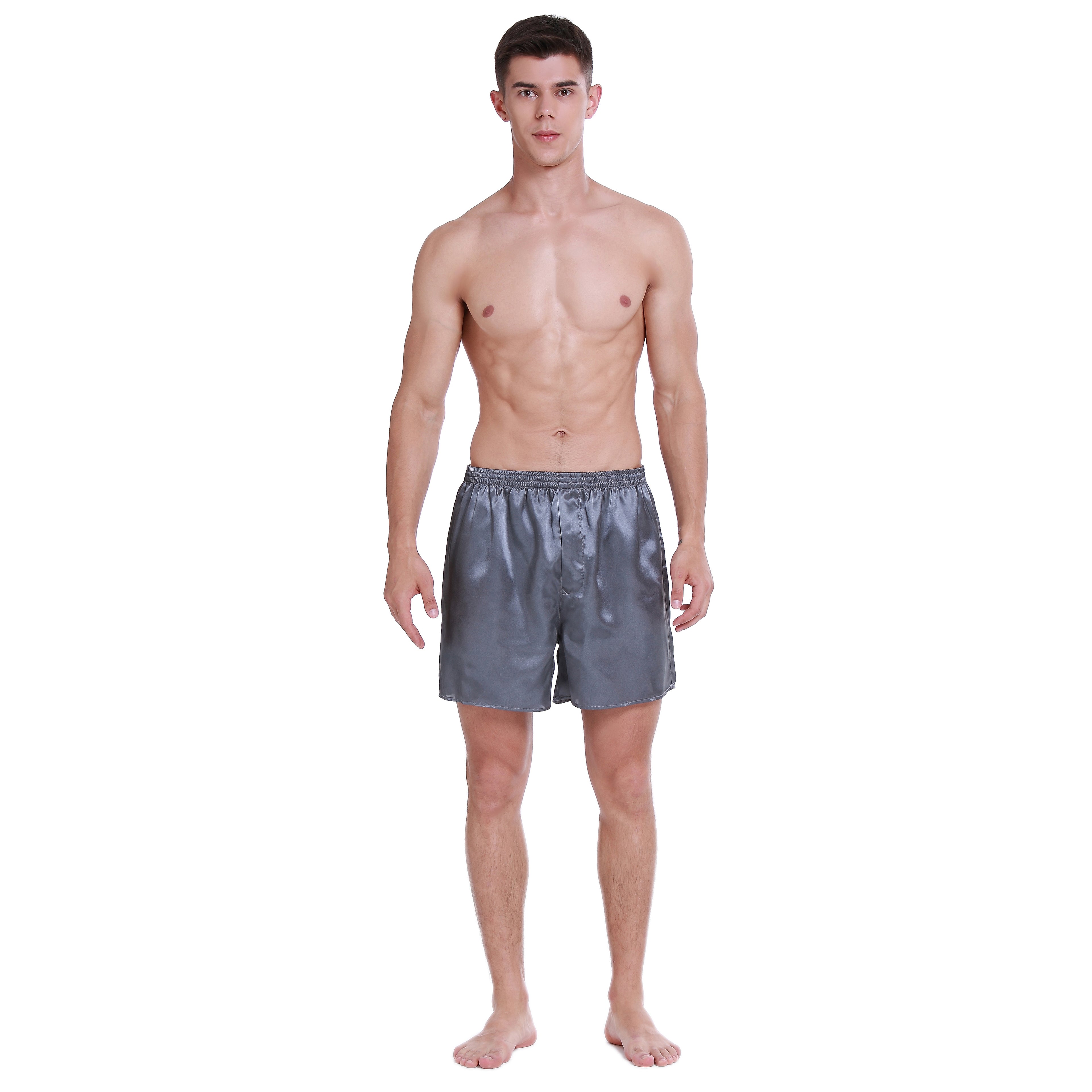 Lavenderi Men's Silky Satin Boxer Shorts, Pajama Shorts