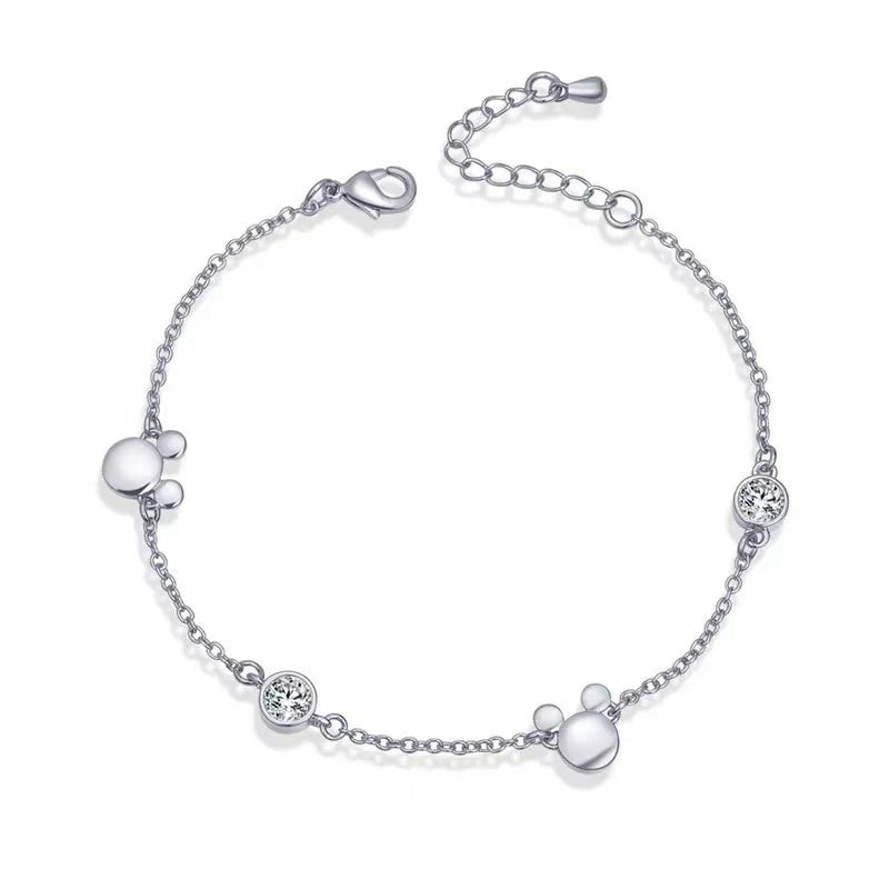 Lavenderi Mouse Bracelet Cubic Zirconia Adjustable Chain Hand Wrist Bracelets Cute Jewelry Gifts for Women
