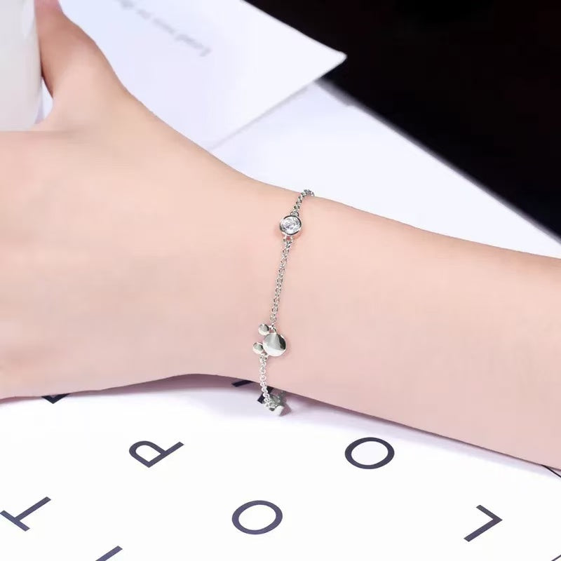 Lavenderi Mouse Bracelet Cubic Zirconia Adjustable Chain Hand Wrist Bracelets Cute Jewelry Gifts for Women