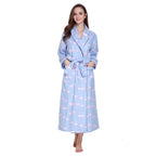 Lavenderi Women’s 100% Cotton Long Kimono Lounge Bathrobe Robe, Ladies Loungewear for Spa