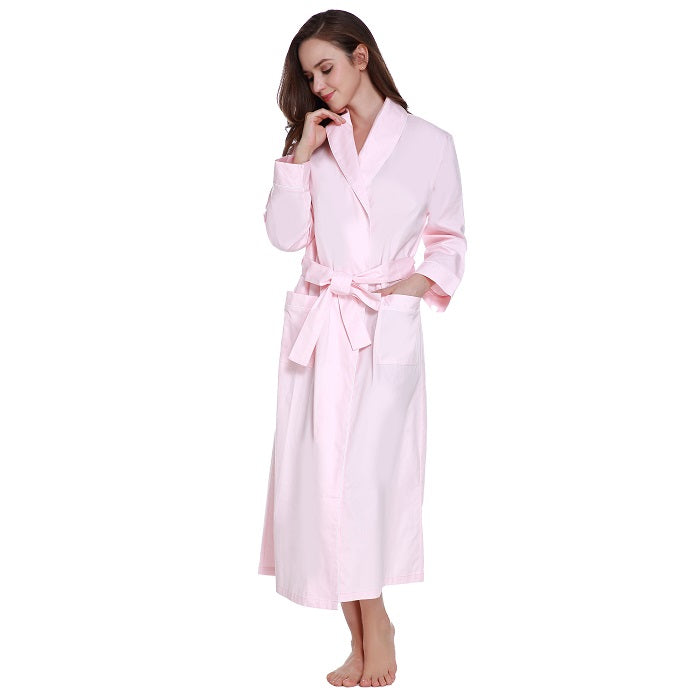 Lavenderi Women’s 100% Cotton Long Kimono Lounge Bathrobe Robe, Ladies Loungewear for Spa