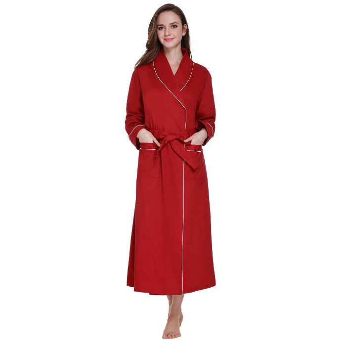 Lavenderi Women’s 100% Cotton Long Kimono Lounge Bathrobe Robe, Ladies Loungewear for Spa