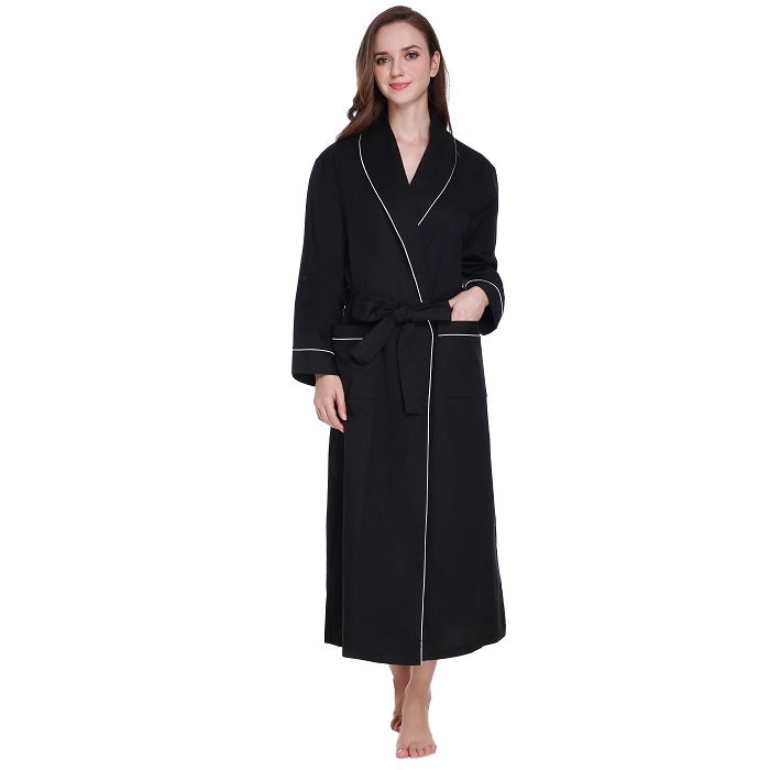 Lavenderi Women’s 100% Cotton Long Kimono Lounge Bathrobe Robe, Ladies Loungewear for Spa