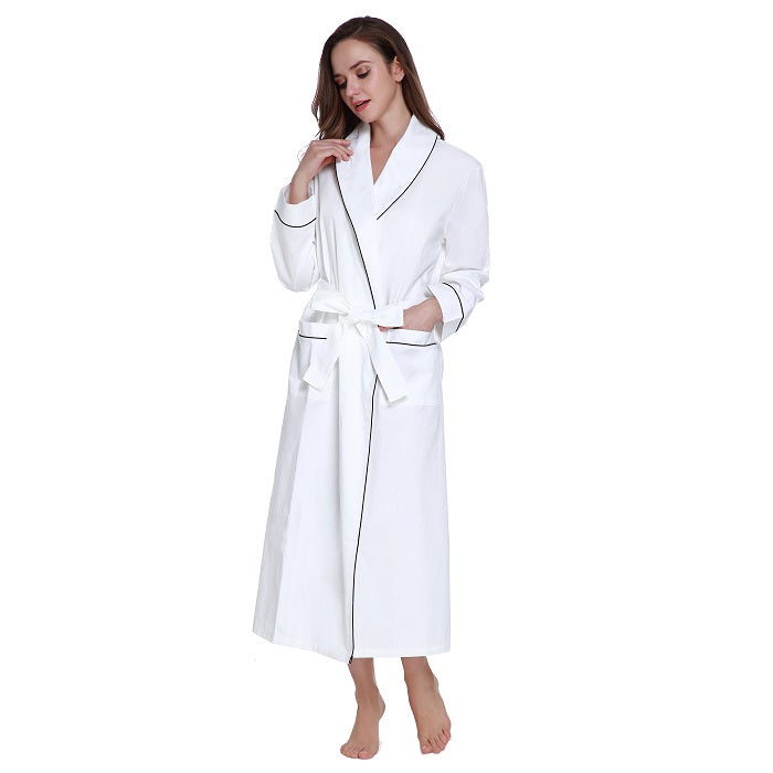 Lavenderi Women’s 100% Cotton Long Kimono Lounge Bathrobe Robe, Ladies Loungewear for Spa