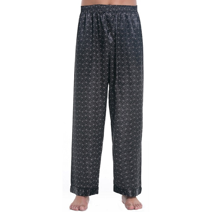 Lavenderi Mens Satin Pajama Pants, Long Pajama Bottoms with Drawstring