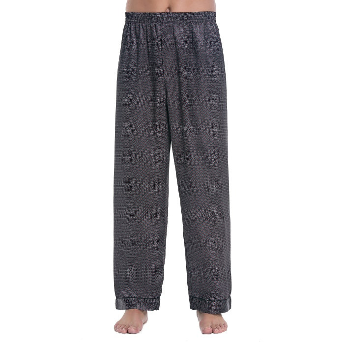 Lavenderi Mens Satin Pajama Pants, Long Pajama Bottoms with Drawstring