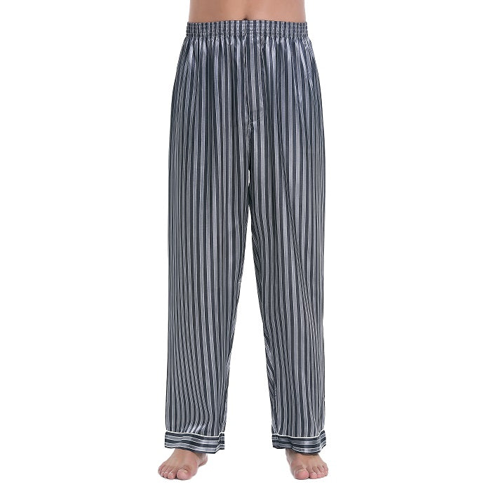 Lavenderi Mens Satin Pajama Pants, Long Pajama Bottoms with Drawstring