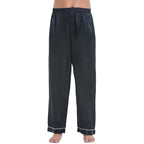 Lavenderi Mens Satin Pajama Pants, Long Pajama Bottoms with Drawstring