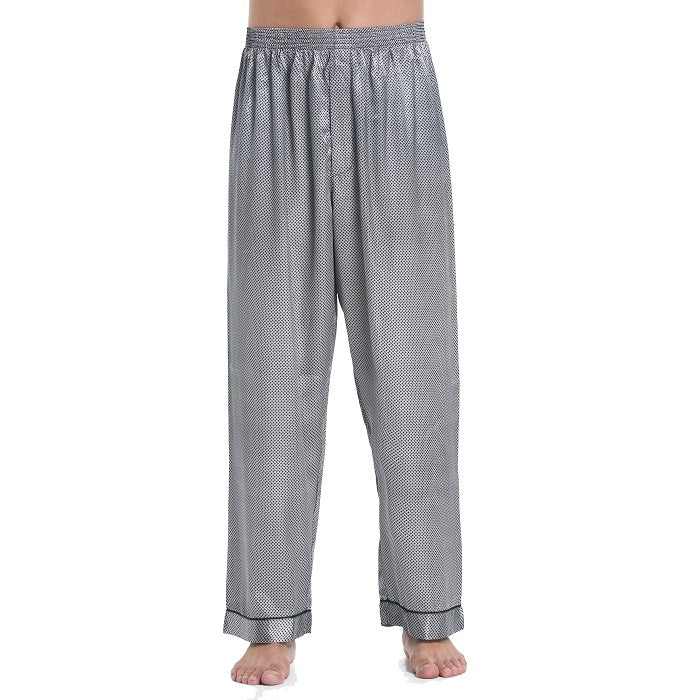 Lavenderi Mens Satin Pajama Pants, Long Pajama Bottoms with Drawstring