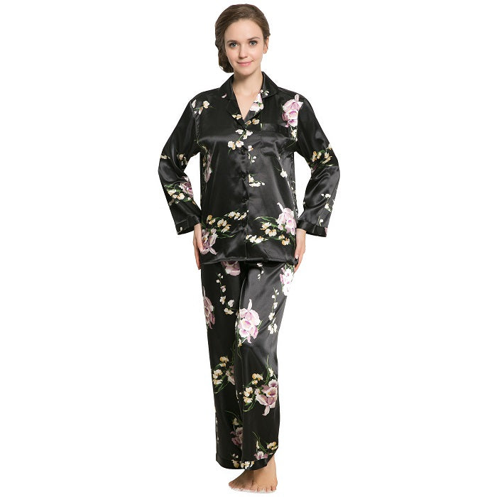 Lavenderi Women's Long Sleeve Premium Satin Pajama Set