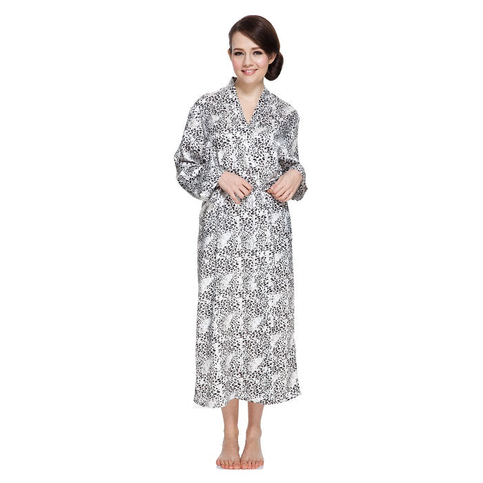 Lavenderi Women's Satin Kimono Robe - Long Classic Satin Lounge Bathrobe