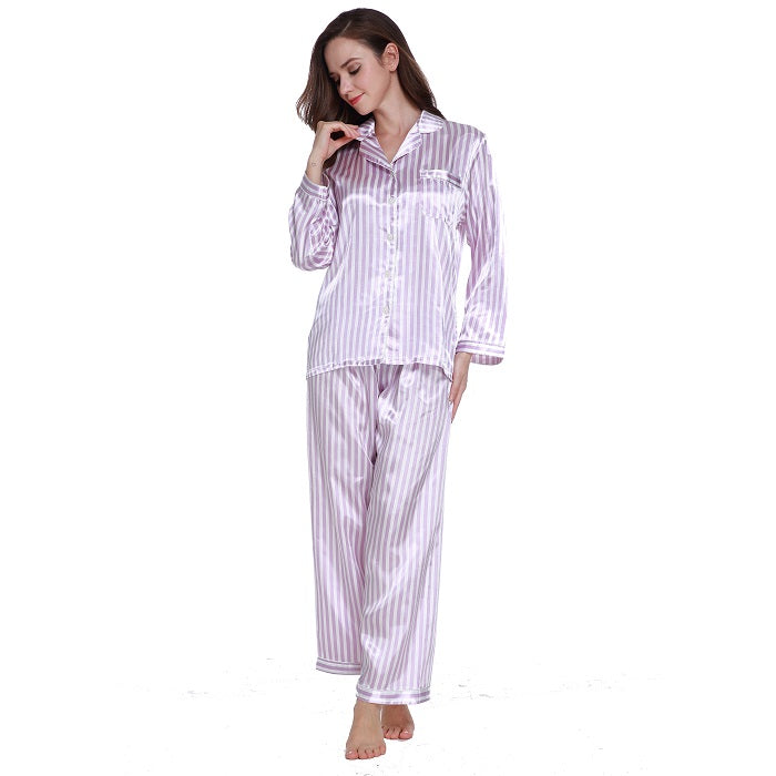 Lavenderi Women's Long Sleeve Premium Satin Pajama Set