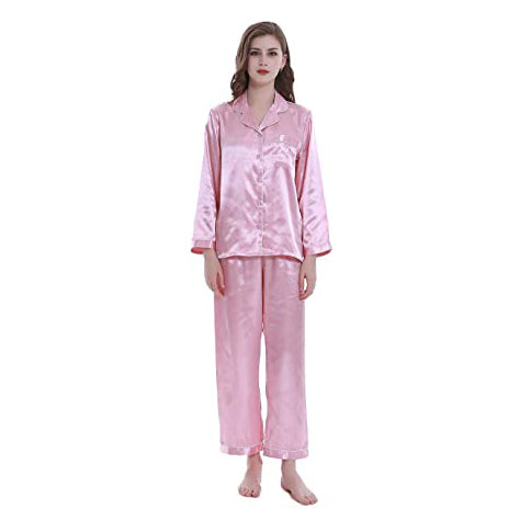 Lavenderi Women's Long Sleeve Premium Satin Pajama Set
