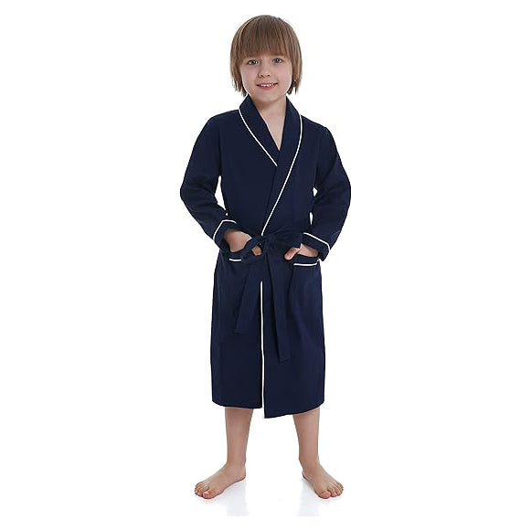 Toddle Kids Girls Boys 100% Cotton Kimono Lounge Bathrobe Robe, Kids Loungewear for Spa (Size 2 Toddler-14 Years)