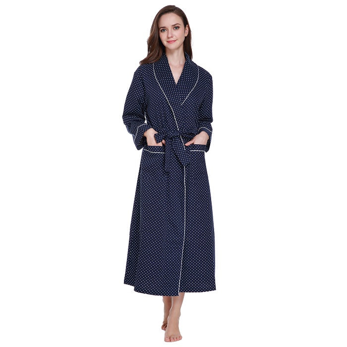 Lavenderi Women’s 100% Cotton Long Kimono Lounge Bathrobe Robe, Ladies Loungewear for Spa