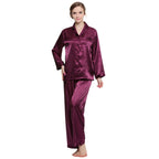 Lavenderi Women's Long Sleeve Premium Satin Pajama Set