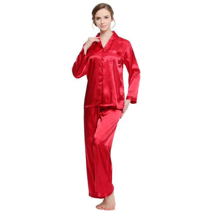 Lavenderi Women's Long Sleeve Premium Satin Pajama Set