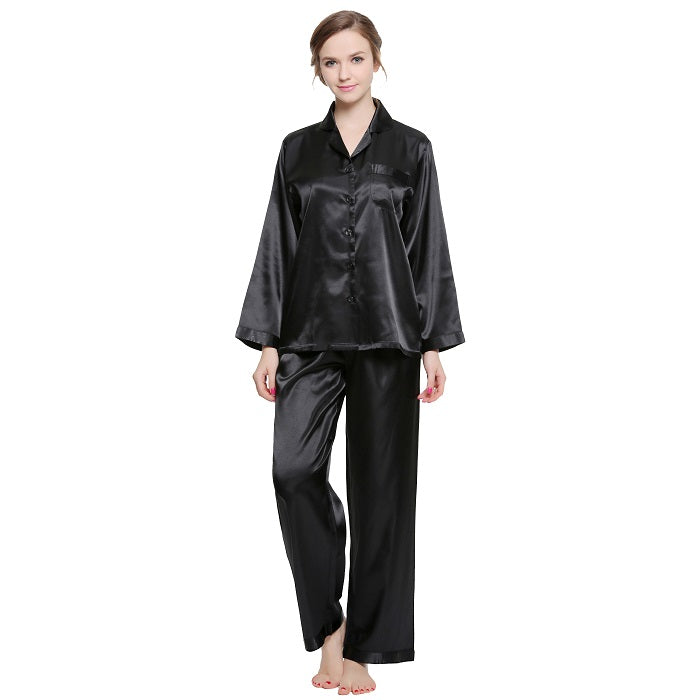 Lavenderi Women's Long Sleeve Premium Satin Pajama Set